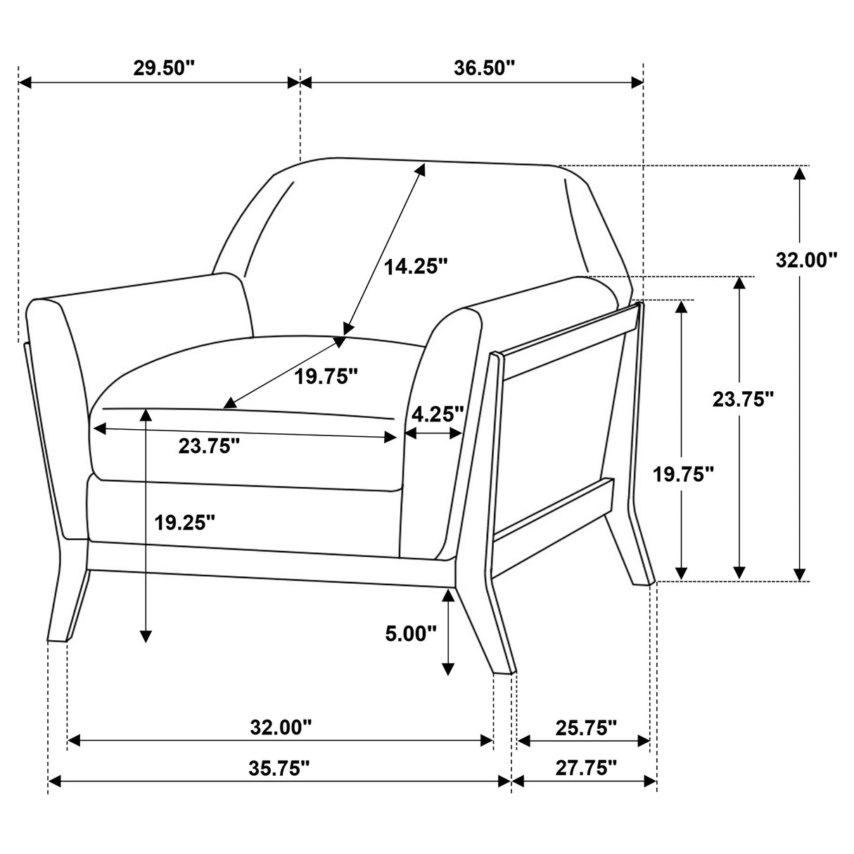 Vaughn Grey Fabric Upholstered Flared Arm Accent Chair