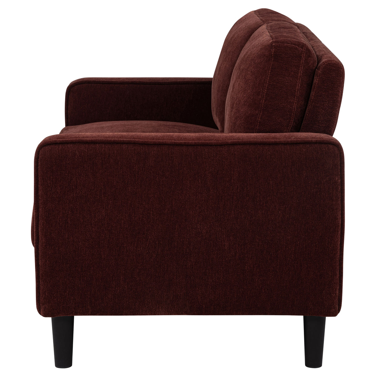 Ruth Fabric Upholstered Track Arm Loveseat in Rust Red
