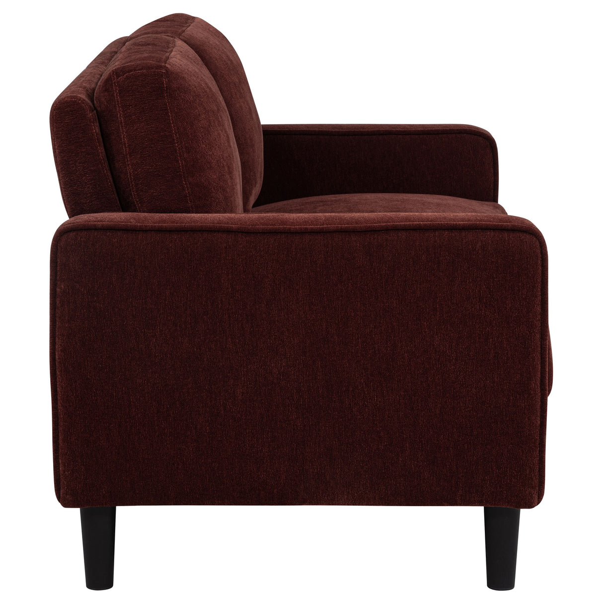 Ruth Fabric Upholstered Track Arm Loveseat in Rust Red
