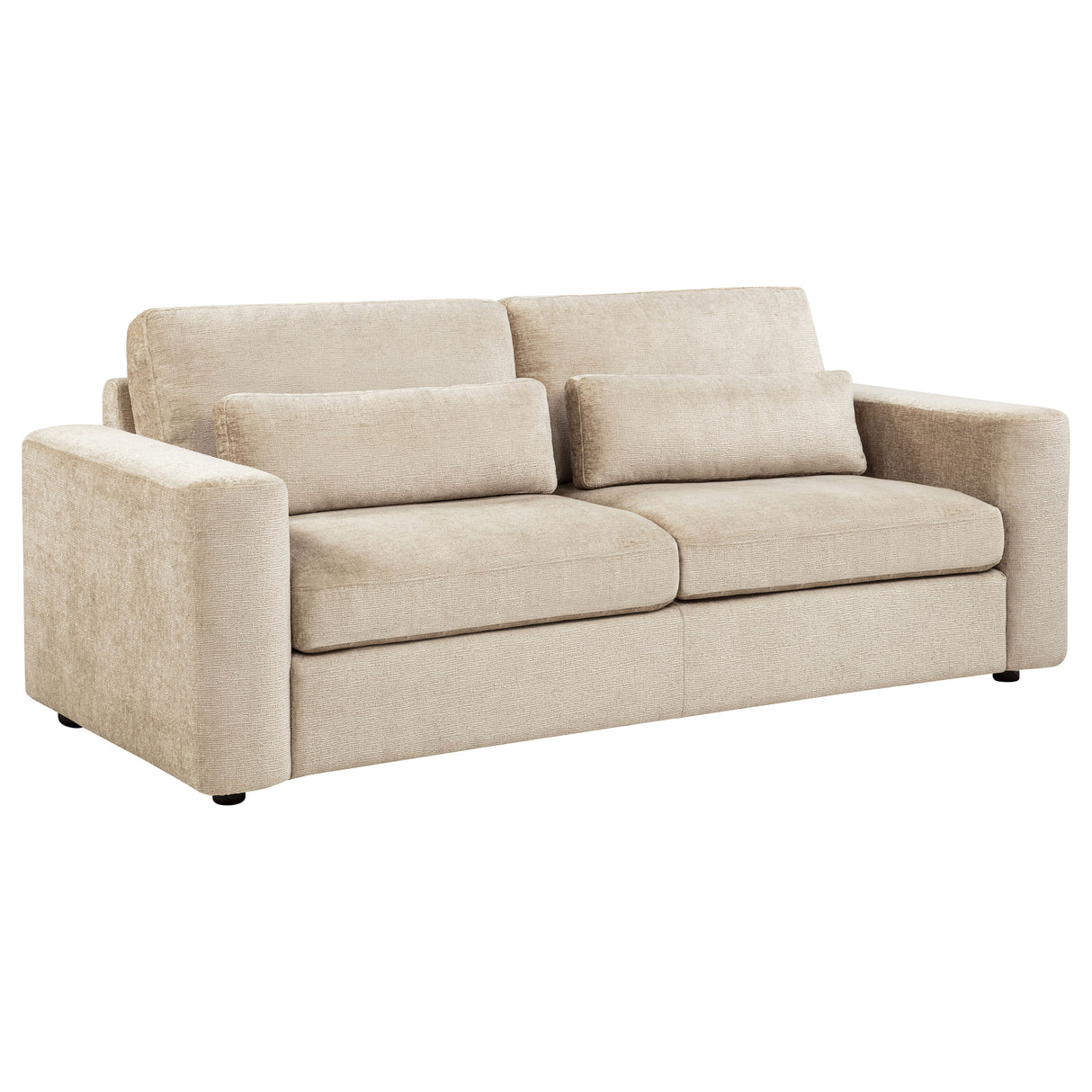 Amador Camel Chenille Track Arm Sofa with Lumbar Pillows