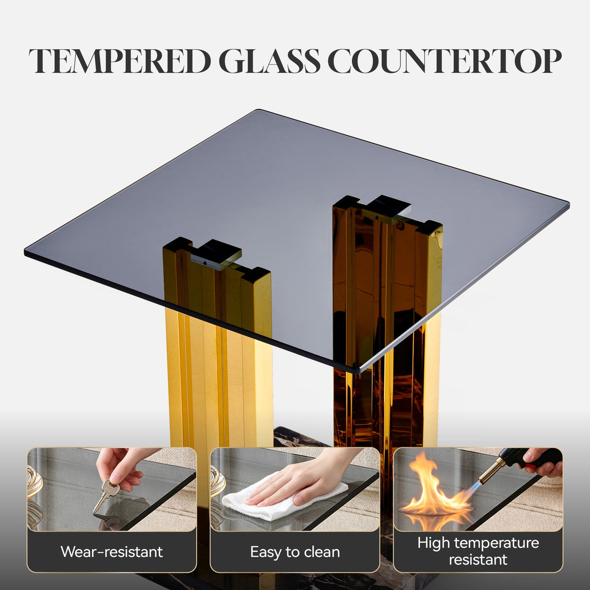 Side Table - Gray / Gold