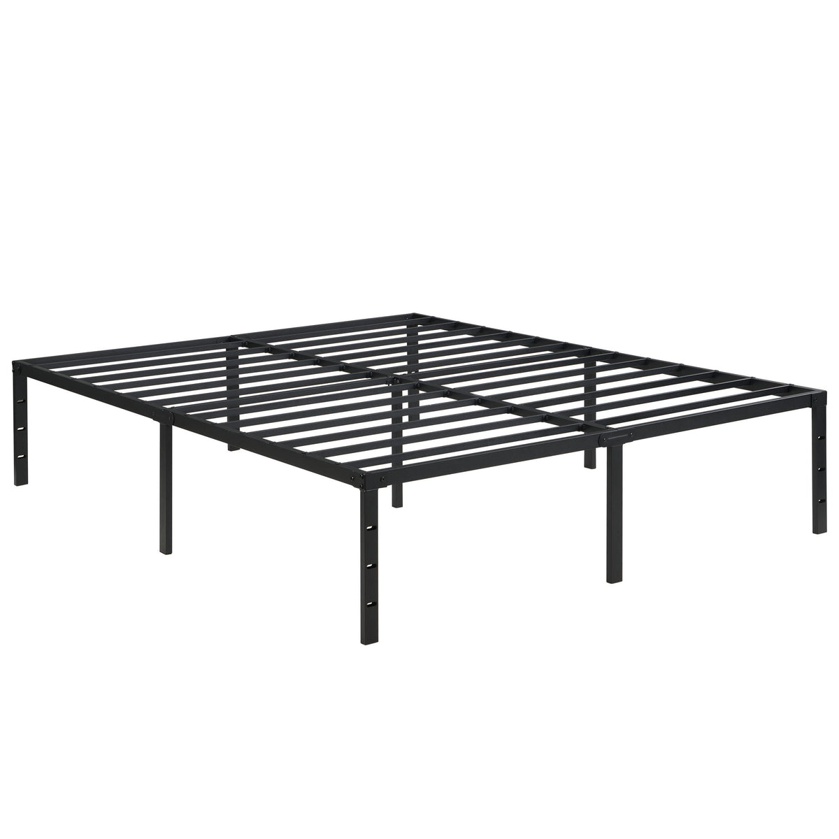 Heavy Duty Queen Size Bed Frame With Quiet Support - Black