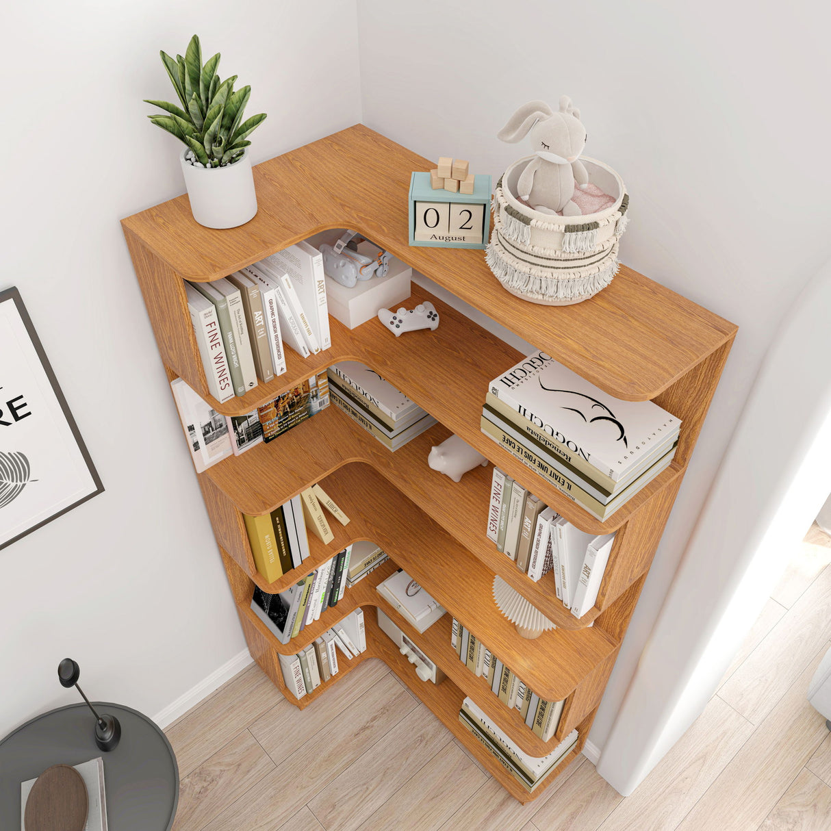 L-Shaped Corner Bookshelf