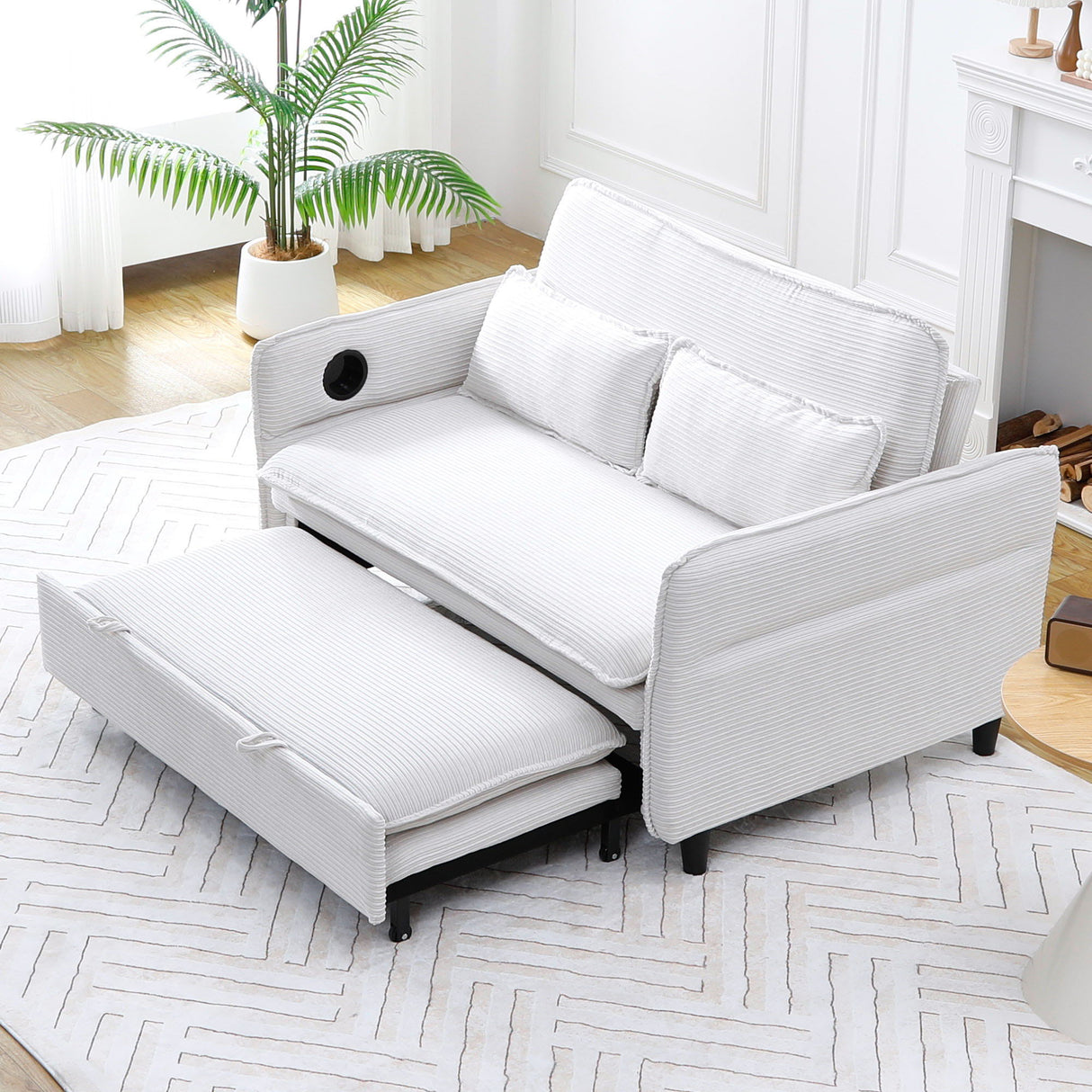 Modern Fabric Multi-Functional Sofa Bed With Adjustable Armrests And Backrests