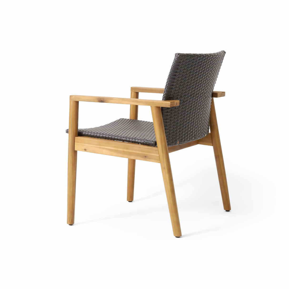 Tranquilize - Outdoor Wooden Club Chair With Woven Wicker Seat And Back (Set of 2) - Natural
