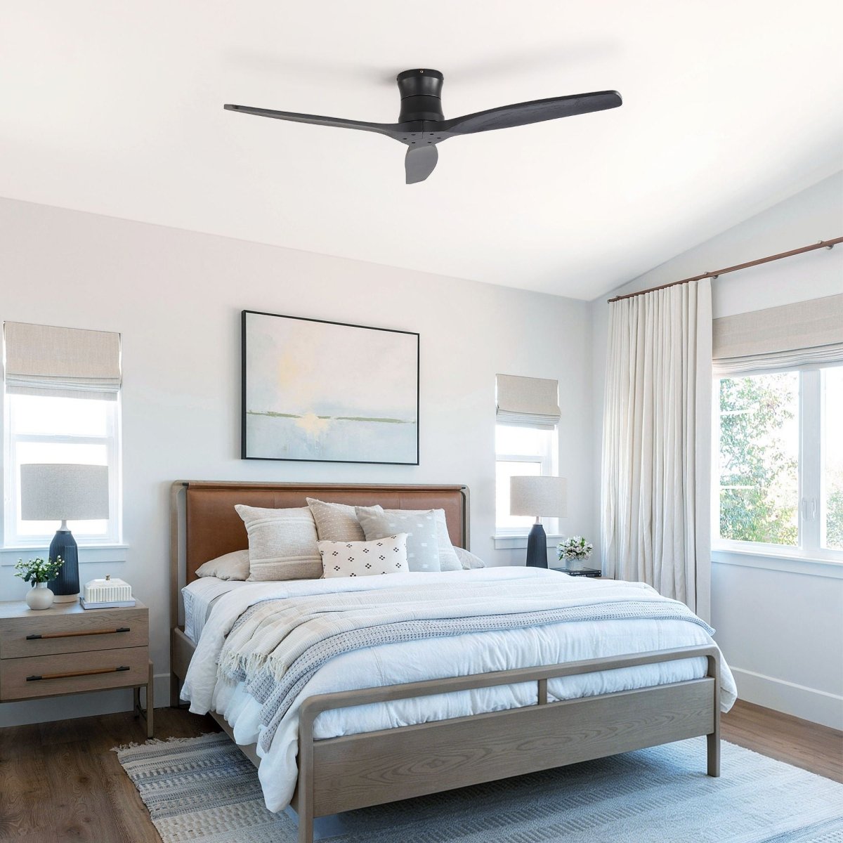 52" Ceiling Fan, No Light Flush Mount Low Profile 3 Blades With Remote Control - Ceiling Fans available at Alpine Outlets in Denver