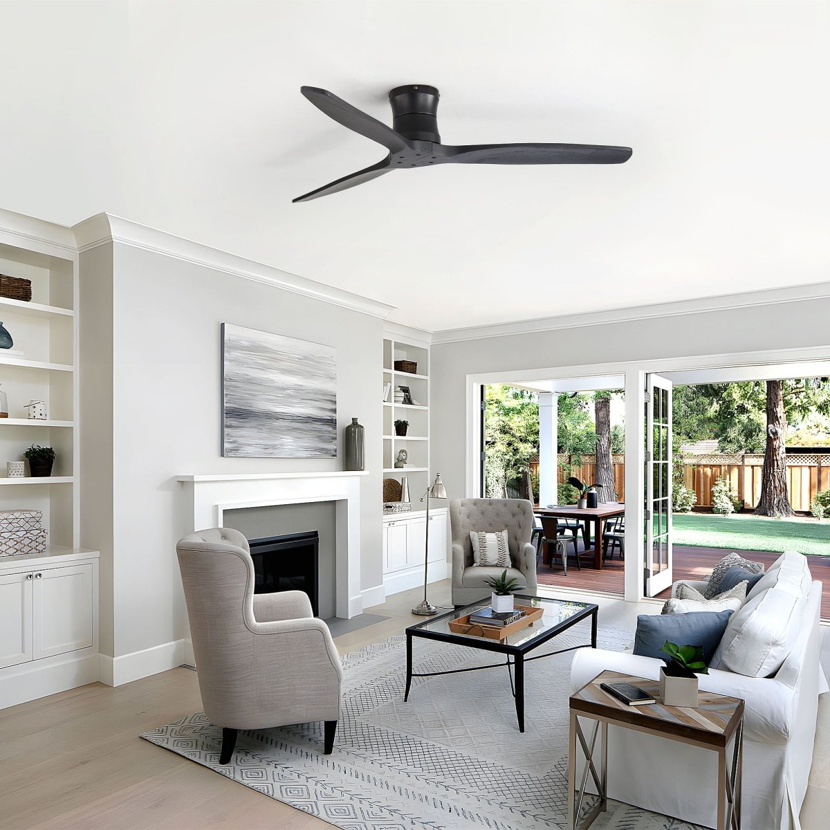 52" Ceiling Fan, No Light Flush Mount Low Profile 3 Blades With Remote Control - Ceiling Fans available at Alpine Outlets in Denver