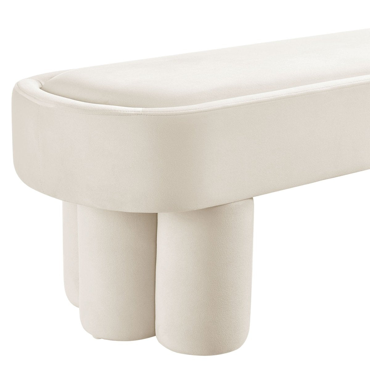 52 Inch Oval Performance Velvet Accent Bench with Sculptural Clover - Base Legs - Benches available at Alpine Outlets in Denver