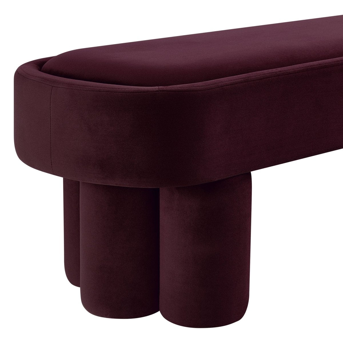 52 Inch Oval Performance Velvet Accent Bench with Sculptural Clover - Base Legs - Benches available at Alpine Outlets in Denver