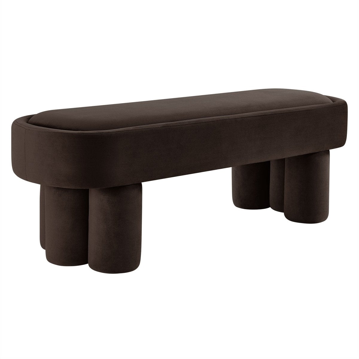 52 Inch Oval Performance Velvet Accent Bench with Sculptural Clover - Base Legs - Benches available at Alpine Outlets in Denver