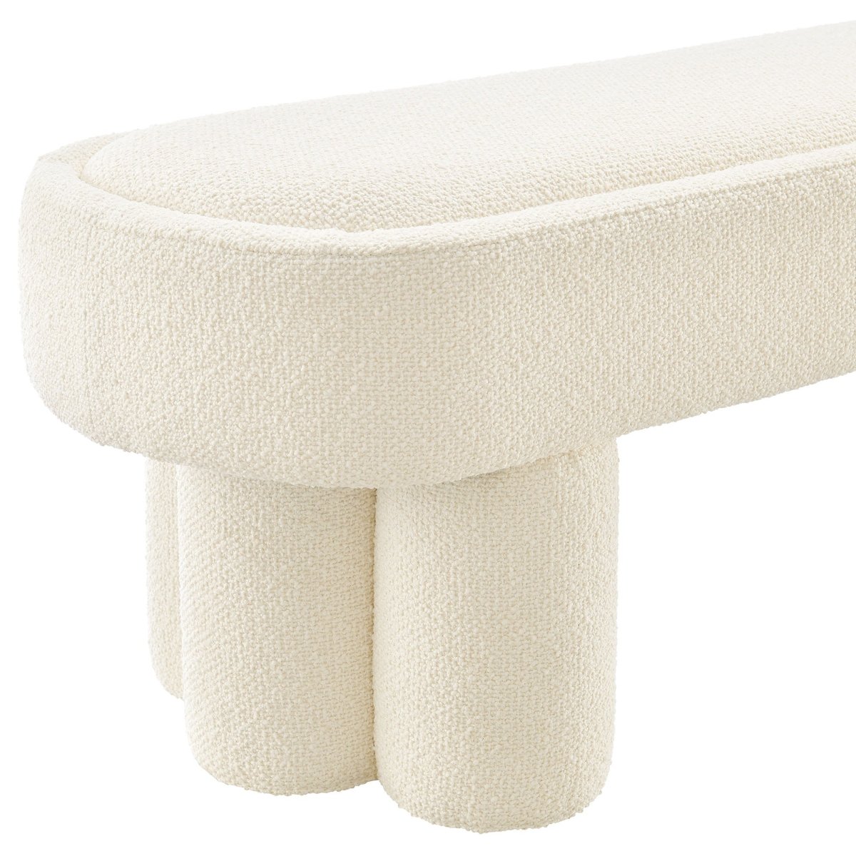 52 Inch Sculptural Oval Boucle Fabric Bench - Benches available at Alpine Outlets in Denver