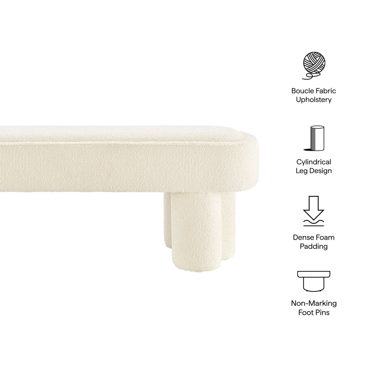 52 Inch Sculptural Oval Boucle Fabric Bench - Benches available at Alpine Outlets in Denver