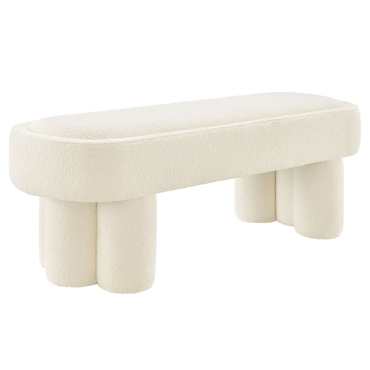 52 Inch Sculptural Oval Boucle Fabric Bench - Benches available at Alpine Outlets in Denver
