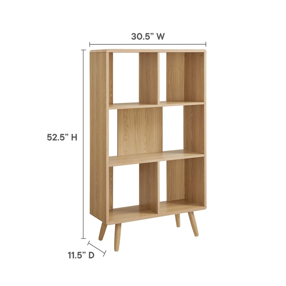 52" Wood Grain Bookcase with 5 Open Storage Shelves - Bookcases available at Alpine Outlets in Denver