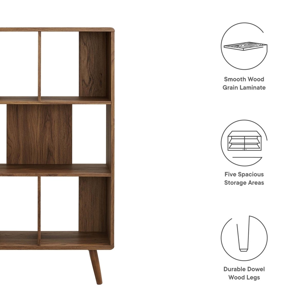 52" Wood Grain Bookcase with 5 Open Storage Shelves - Bookcases available at Alpine Outlets in Denver
