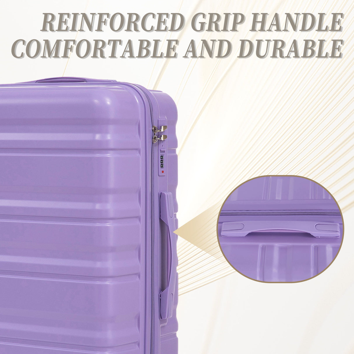 3 Piece 20" / 24" / 28" Spinner Luggage Set & Combination Lock, Durable Hard Shell With 360° Silent Wheels - Blue / Purple