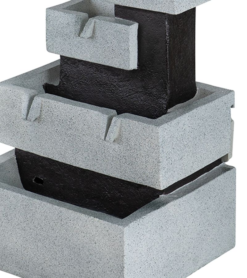Decorative 4 Tier Block Fountain With Light, For Indoor And Outdoor - Black / Gray - Feeders & Water - Alpine Outlets