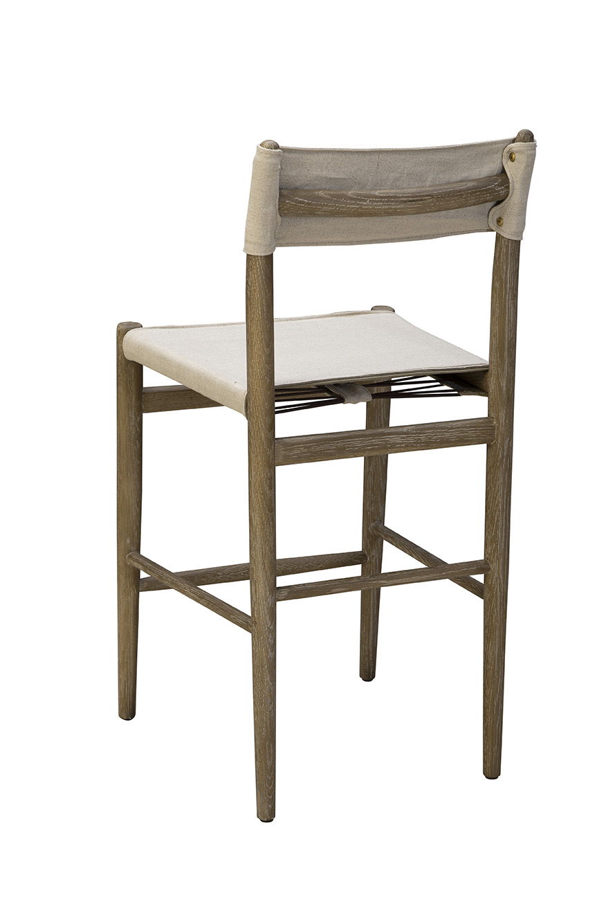 Prescott - Linen Counter Stool - Beige / Light Brown