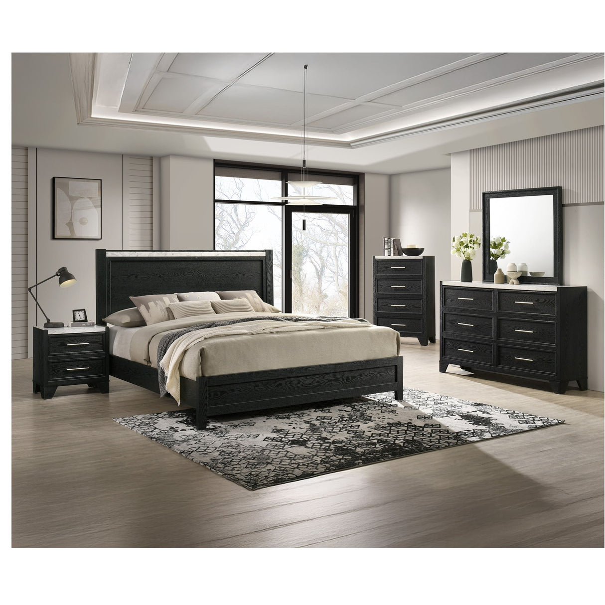 6 Drawers Dresser - Black / White