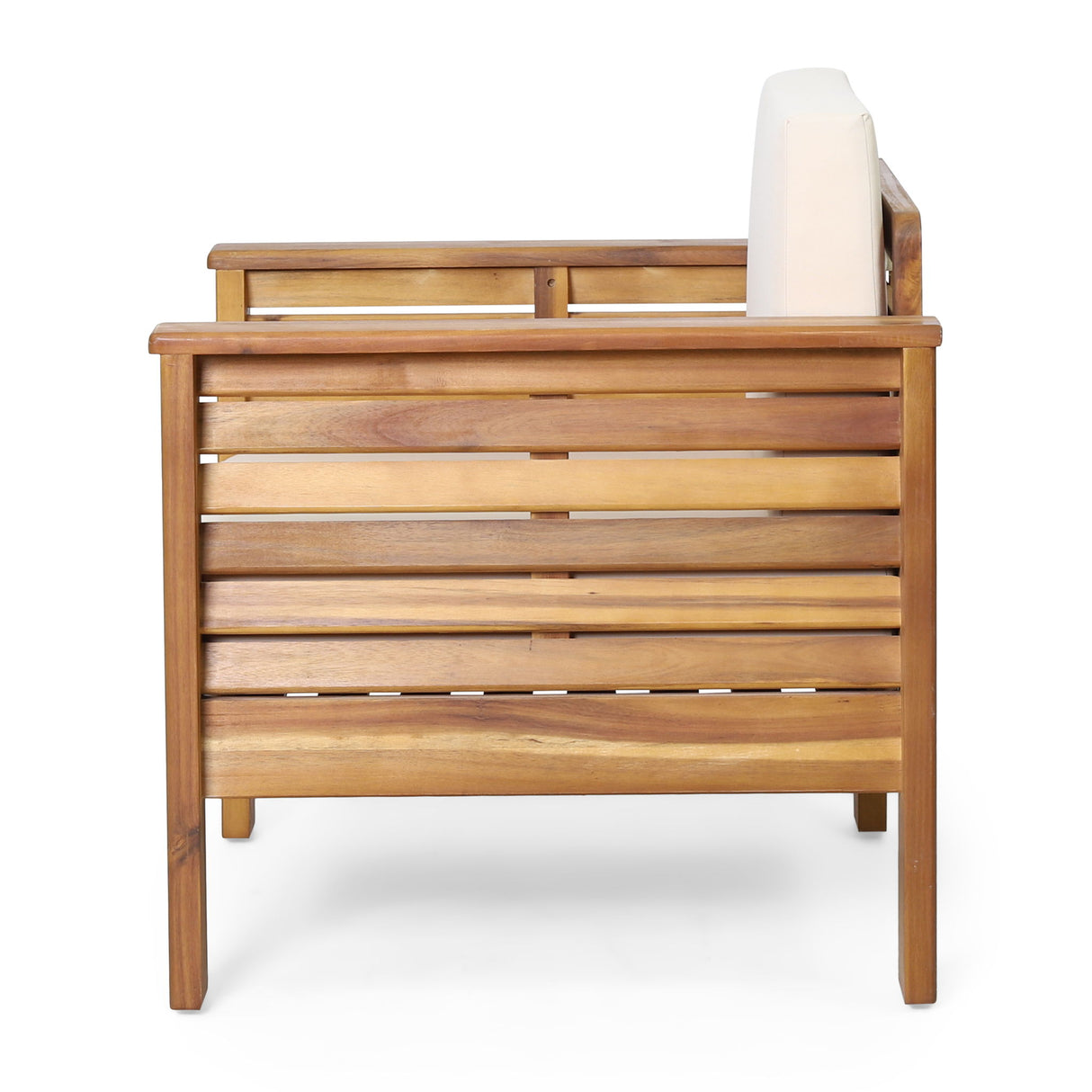 Outdoor Acacia Wood Club Chairs With Cushions - Teak / Beige