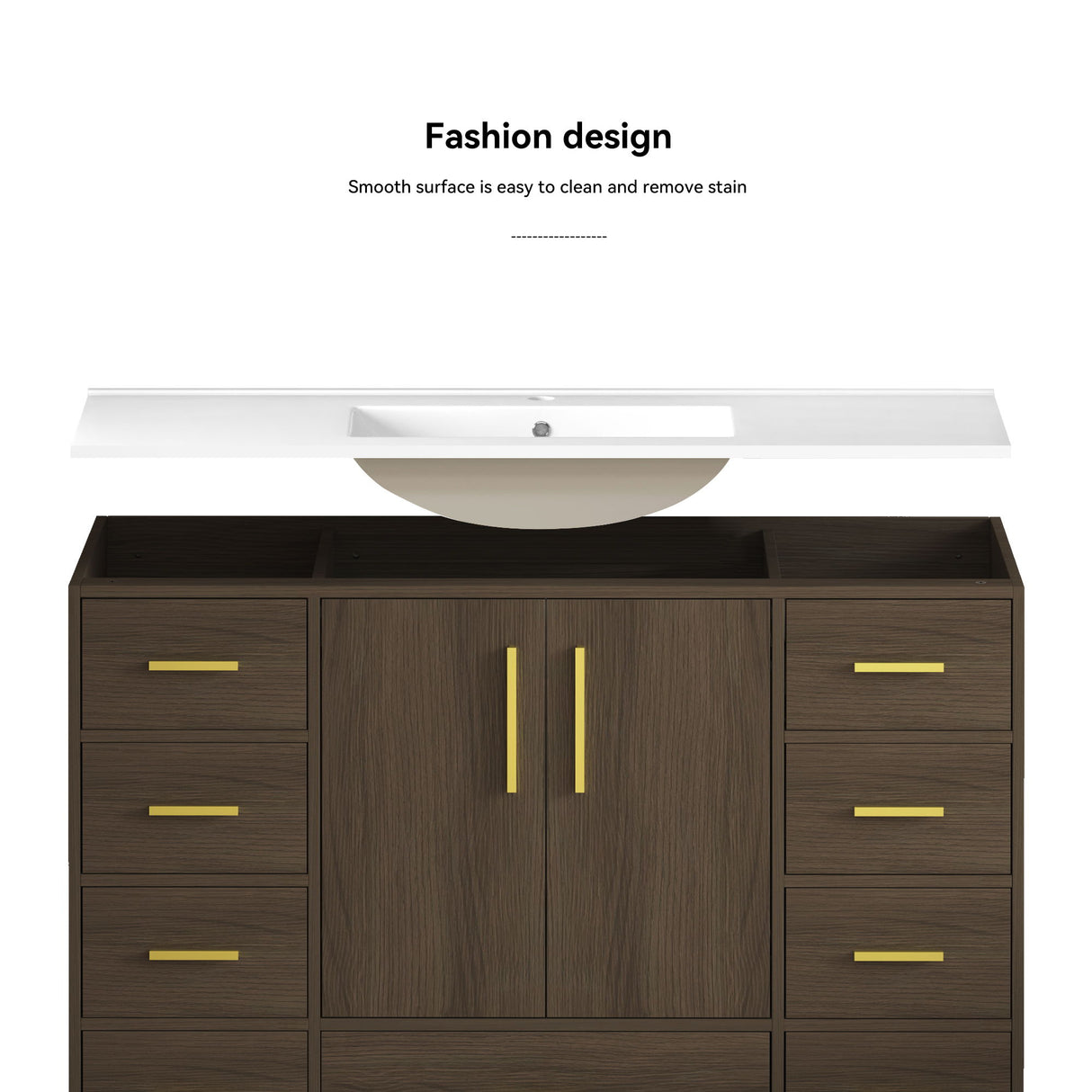 Bathroom Vanity With Abundant Storage 2 Soft Close Doors And 9 Drawers