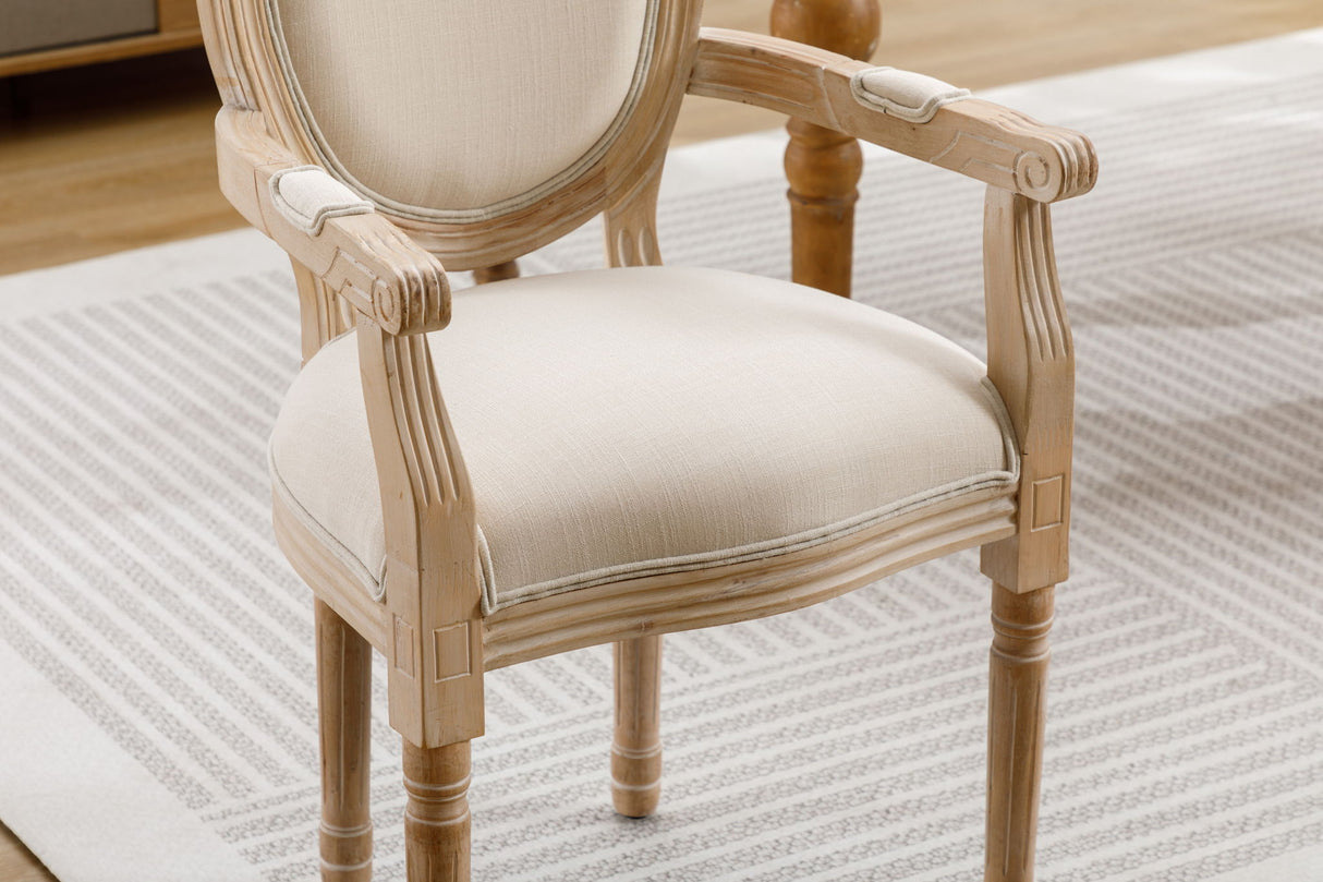 French Style Solid Wood Dining Chair (Set of 2) - Cream
