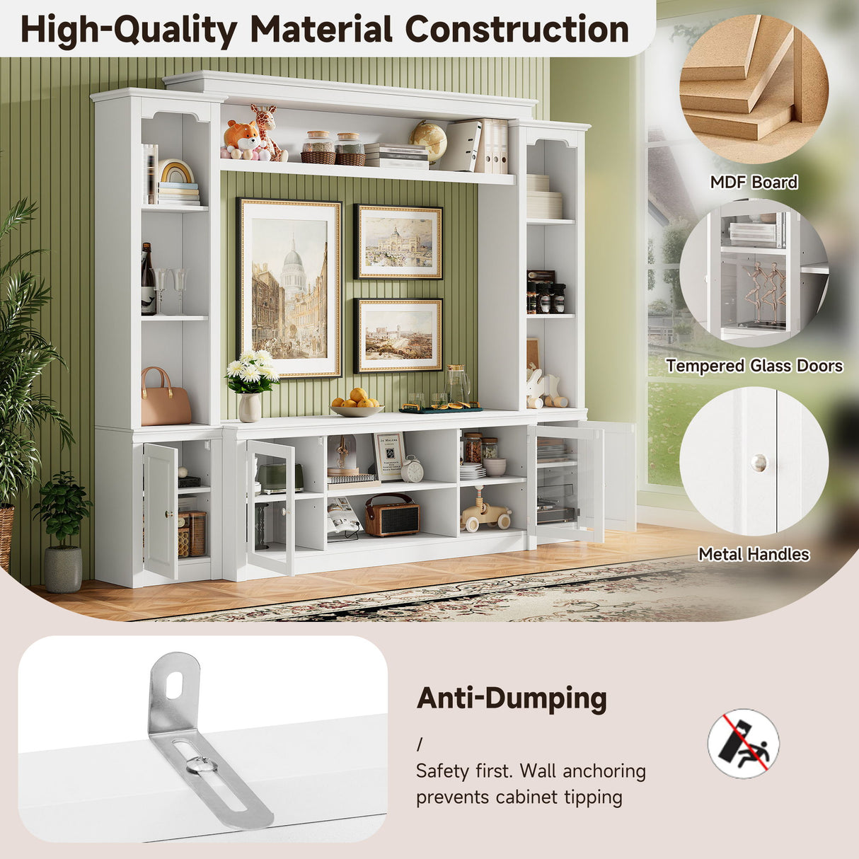 All-In-One TV Stand With Bookcase For TVs Up To 65"