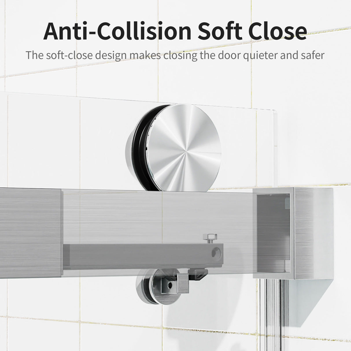 Frameless Sliding Shower Door With Soft- Close, 3 / 8" Tempered Glass