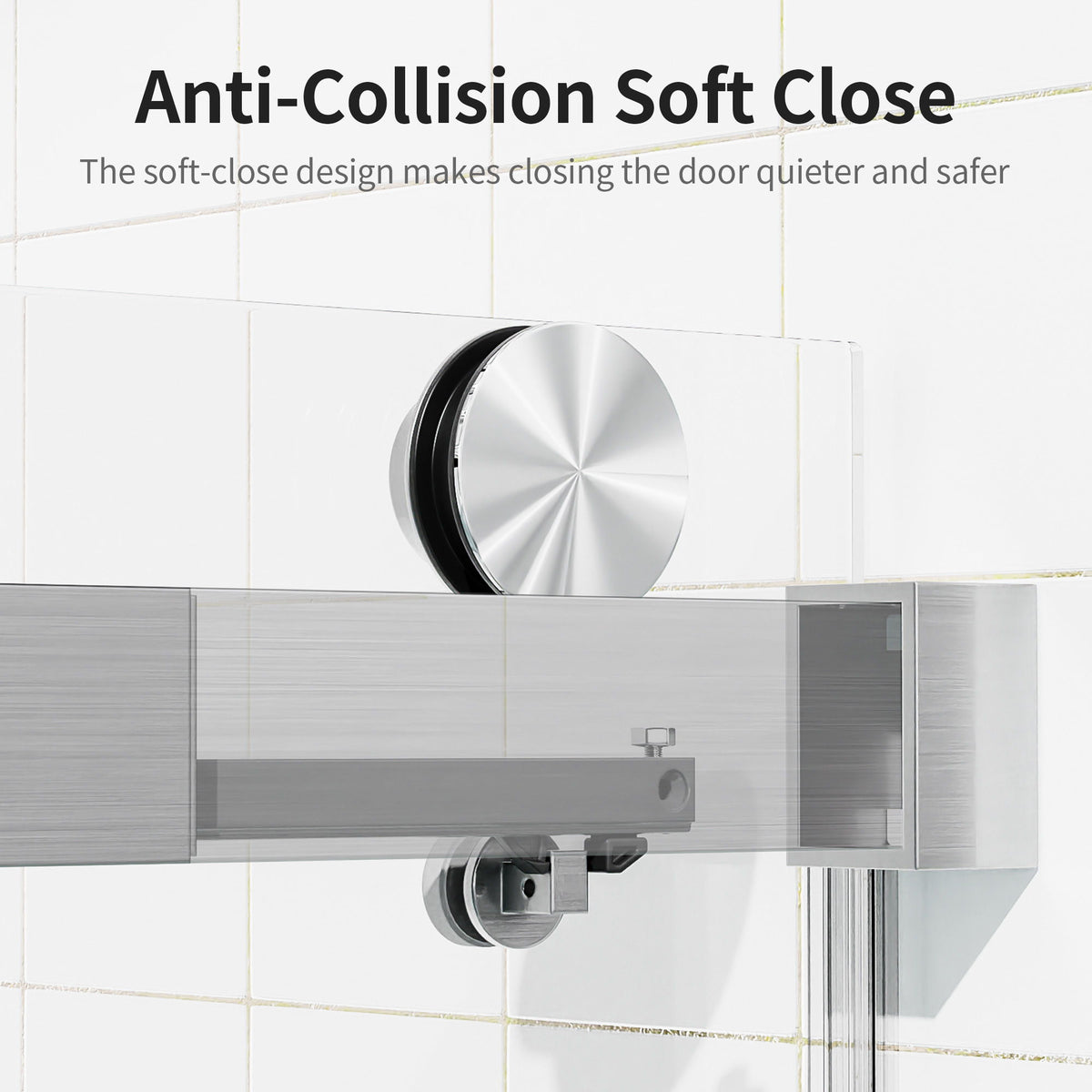 Frameless Sliding Shower Door With Soft Close - Brushed Nickel