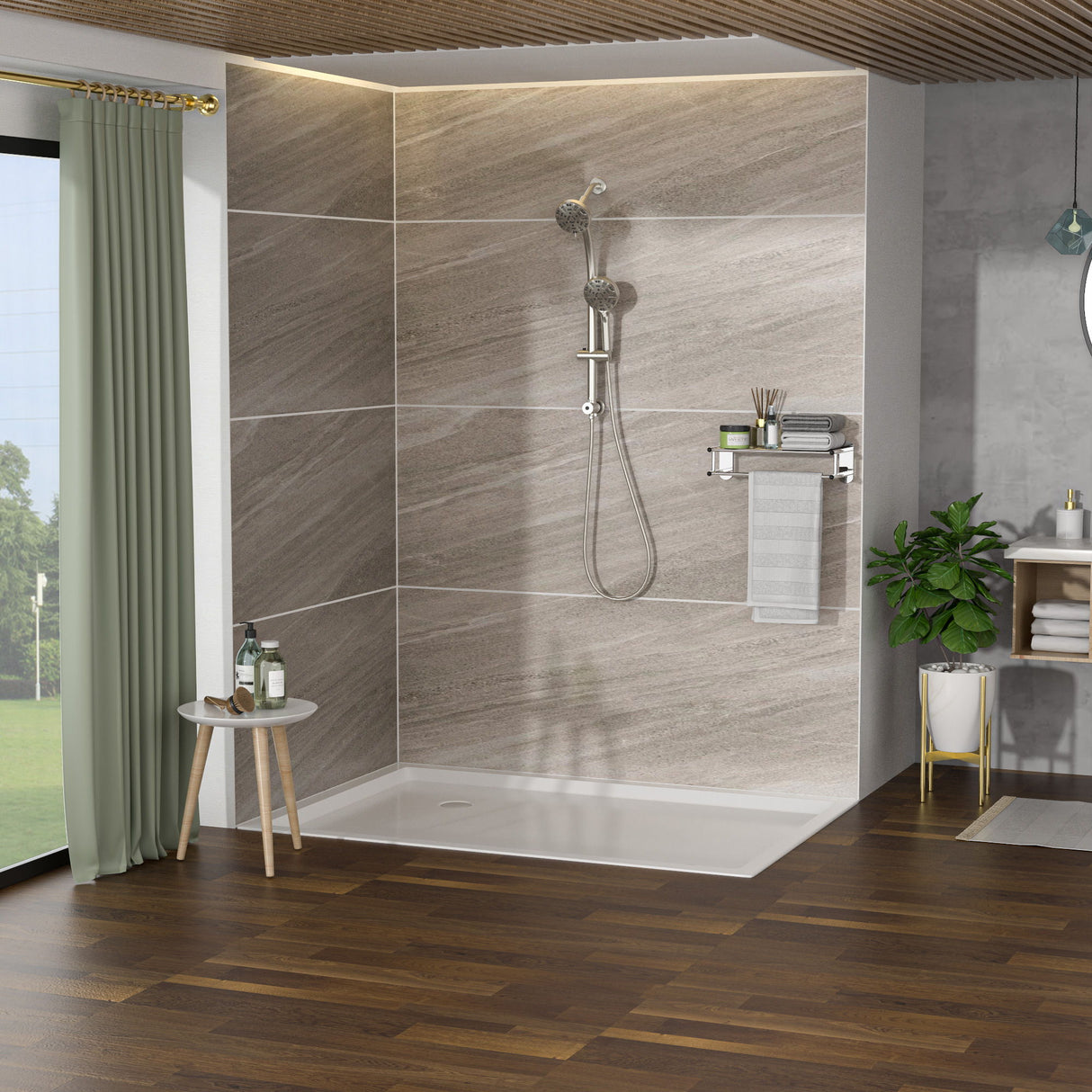 Multi Function Dual Shower Head System With 4.7" Rain Showerhead, 8 Function Hand Shower, Adjustable Slide Bar