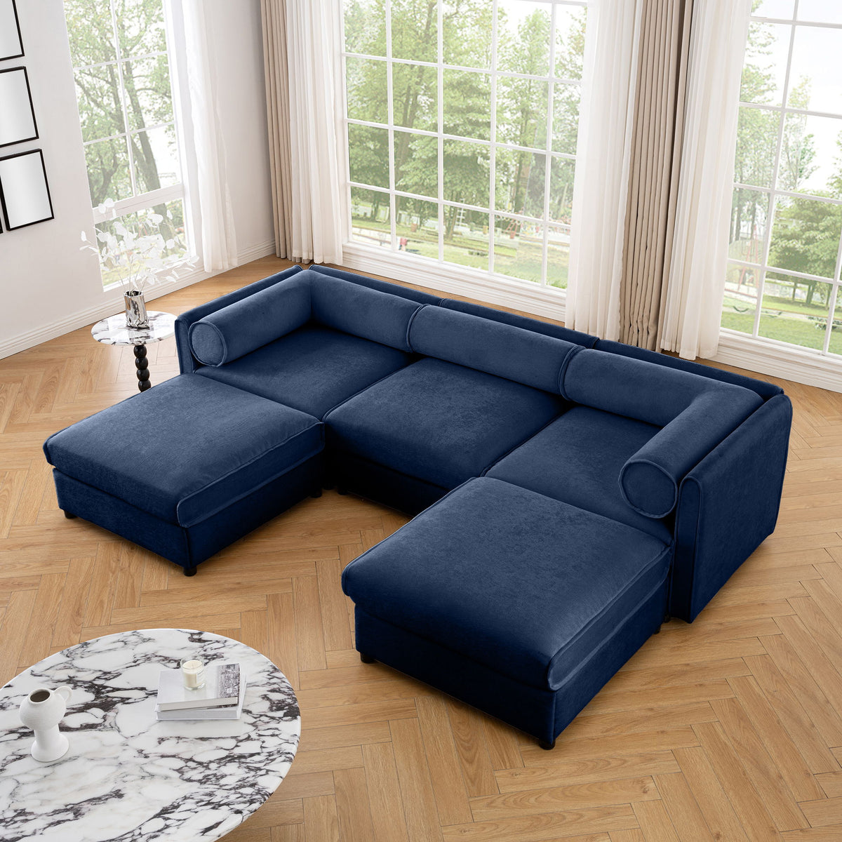 Contemporary Elegant Sofa With Storage And Ottoman