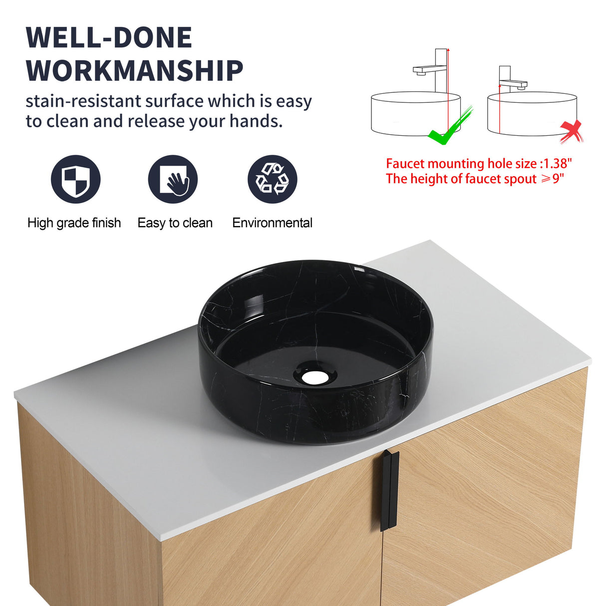 Wall Mounted Bathroom Vanity & Art Sink