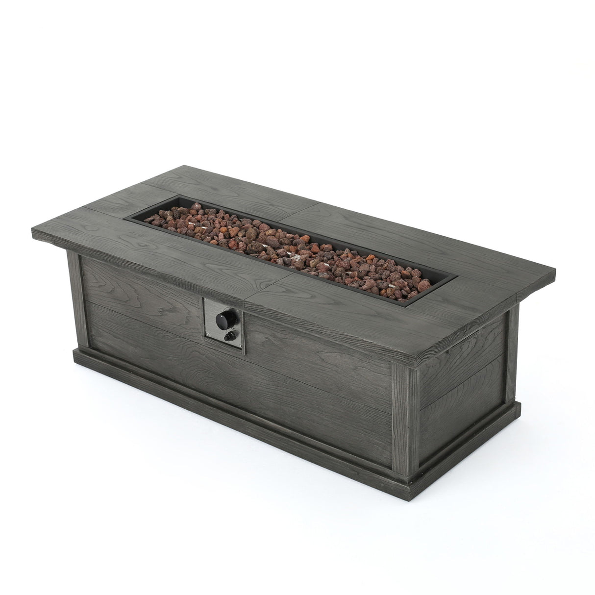 Transitional Rectangular Outdoor Propane Fire Pit Table 56x19in