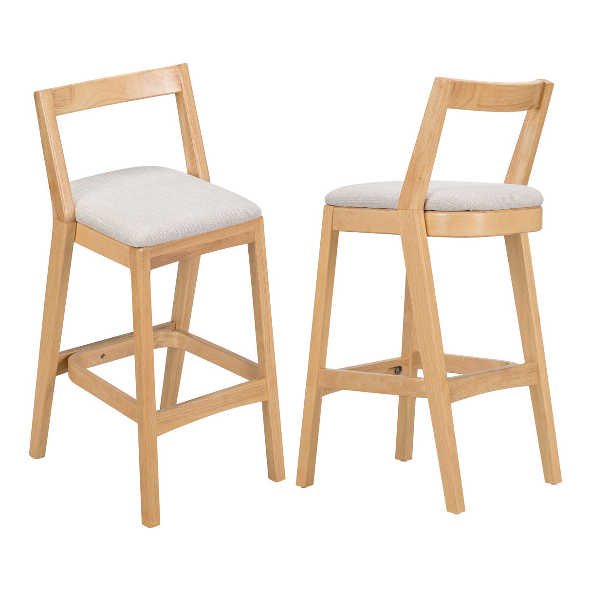 Jasper - Indoor Barstool With Upholstery (Set of 2) - Beige / Natural