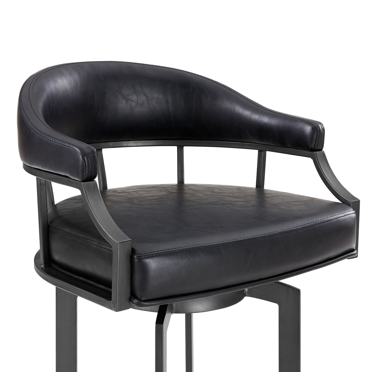 Edy - Swivel 30" Mineral Finish And Black Faux Leather Bar Stool