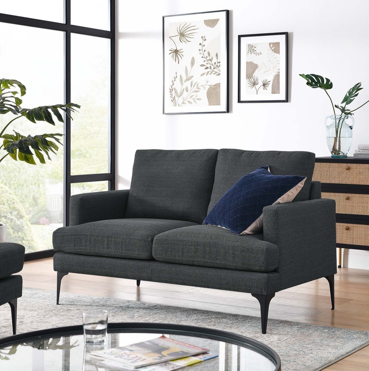 54 - Inch Evermore Upholstered Fabric Loveseat - Loveseats available at Alpine Outlets in Denver