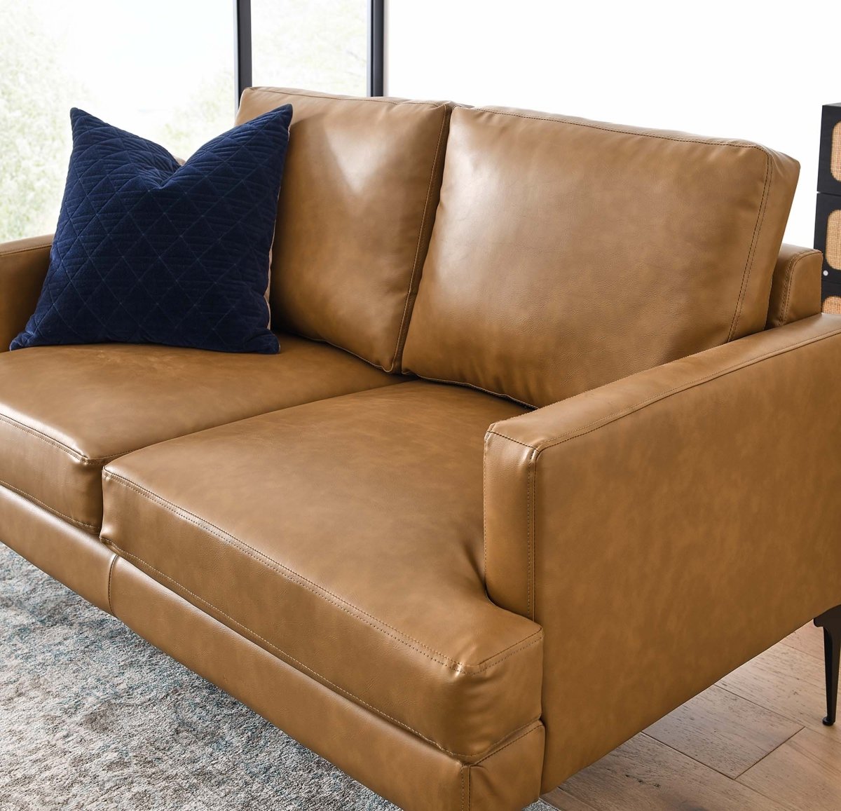 54 - Inch Evermore Vegan Leather Loveseat in Tan - Loveseats available at Alpine Outlets in Denver