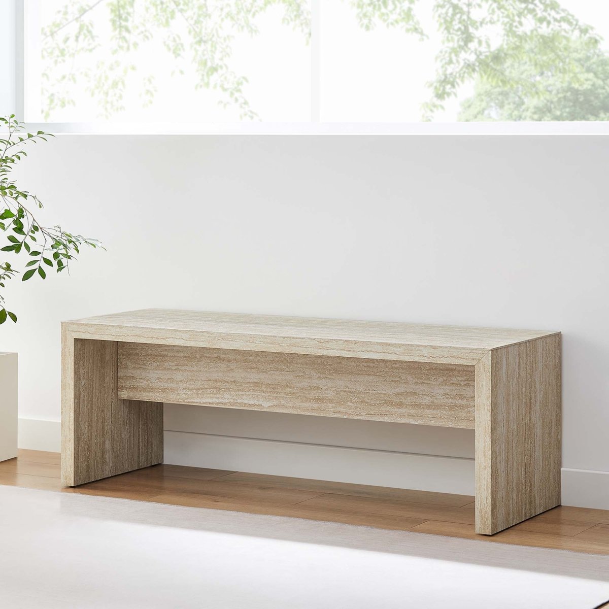 54 Inch Iconic Faux Travertine Indoor Bench - Benches available at Alpine Outlets in Denver