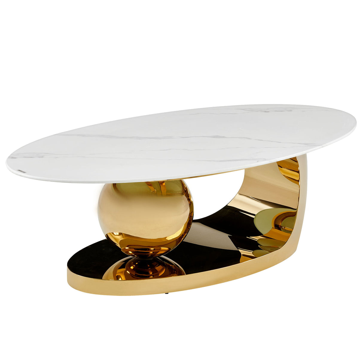 Oval Coffee Table With Geometric Precision