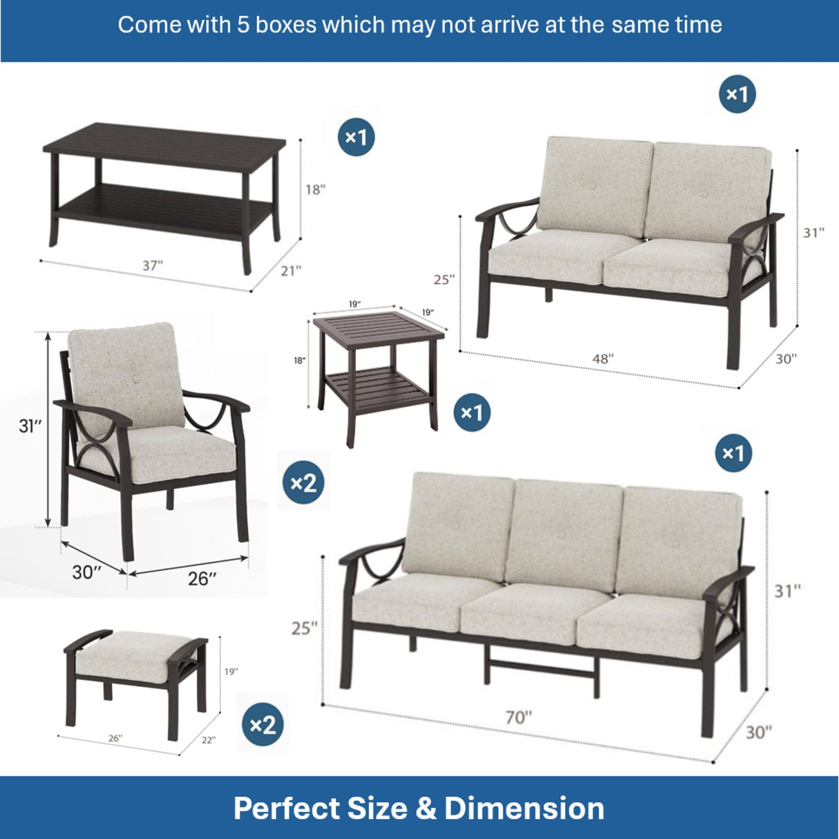 Patio Furniture Set & Coffee Table For Backyard