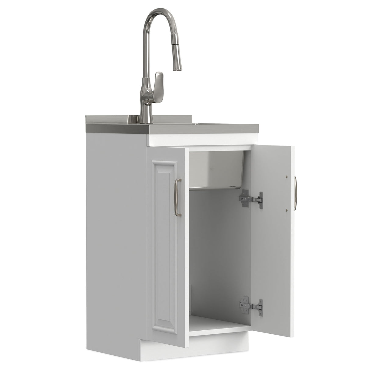 Darwin - Laundry Utility Sink And Cabinet With Sink And Pull Out Faucet - White