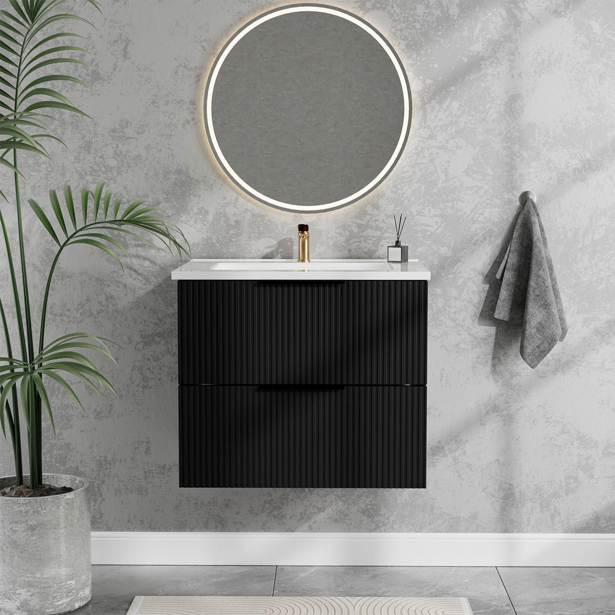 Modern Wall Mounted Floating Bathroom Vanity With Sink And Drawers