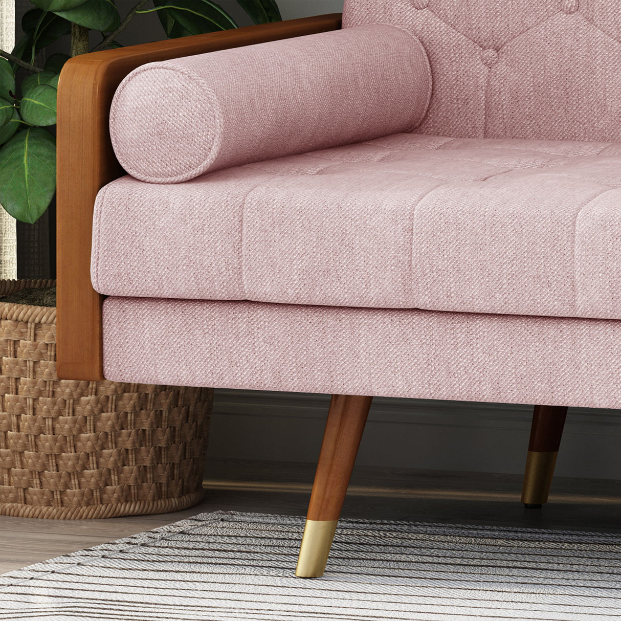 Aidan - Mid Century Modern Tufted Fabric Sofa