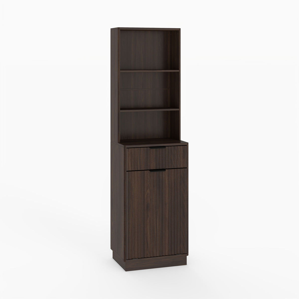 Tall Narrow Fluted Storage Cabinet With Trash Bin Compartment For Kitchen (Trash Can Not Included)