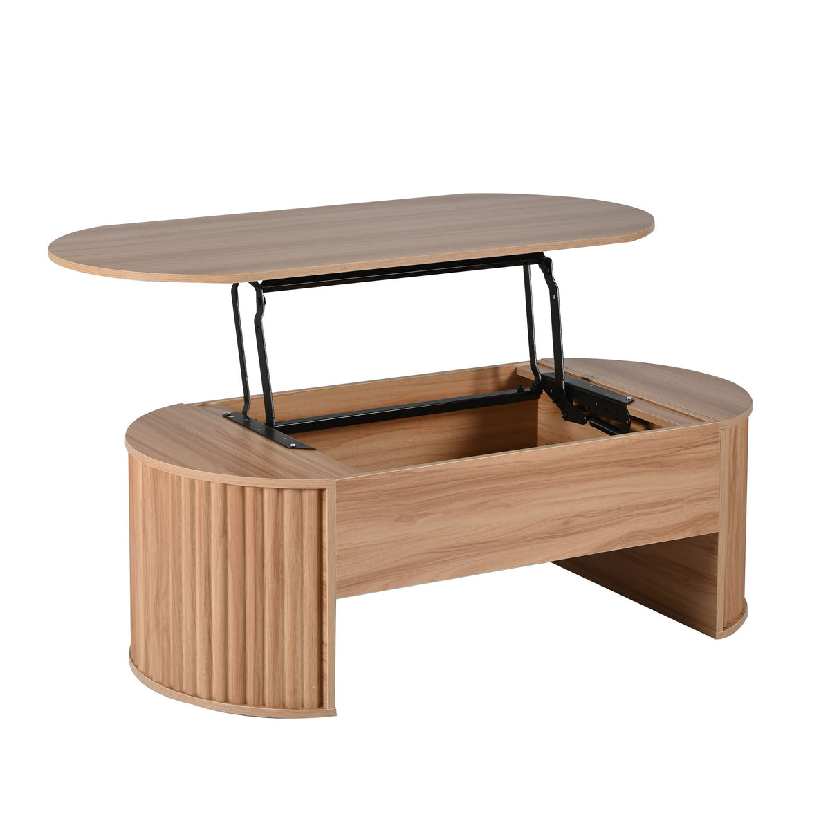 Lift Top Coffee Table With Hidden Compartment, Modern Oval Lift Tabletop For Home Living Room