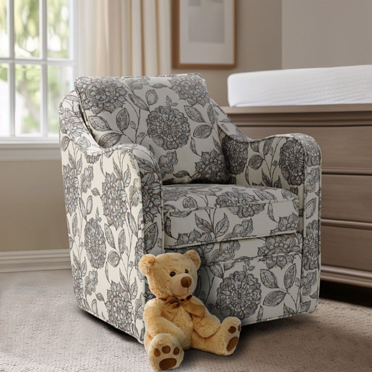 Wide Seat Arm Chair With 360 Degree Rotation
