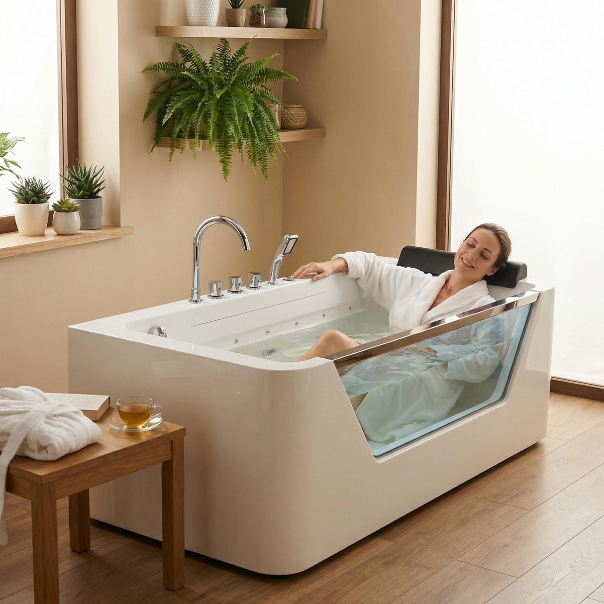 Xavier - Single Massage Bathtub - Milk White