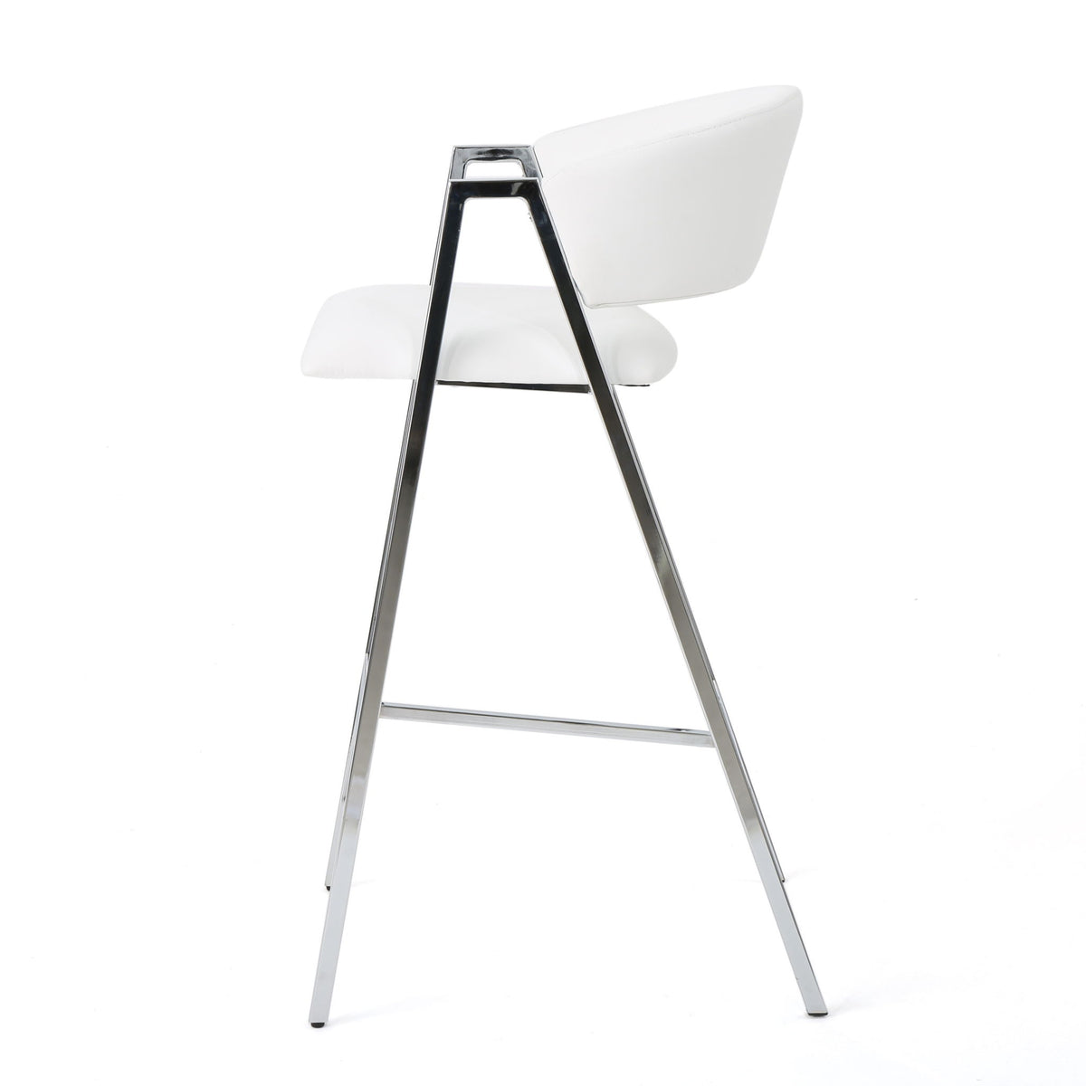 Modern Bar Stools With Low Back And Arms And Durable Metal Frame (Set of 2) - Ivory