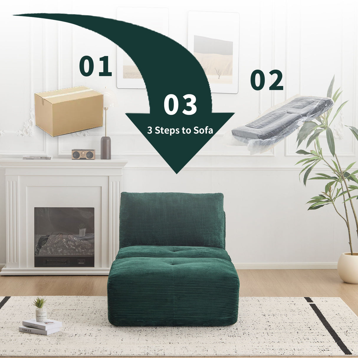 Single Chaise Longue With Movable Ottoman For Living Room