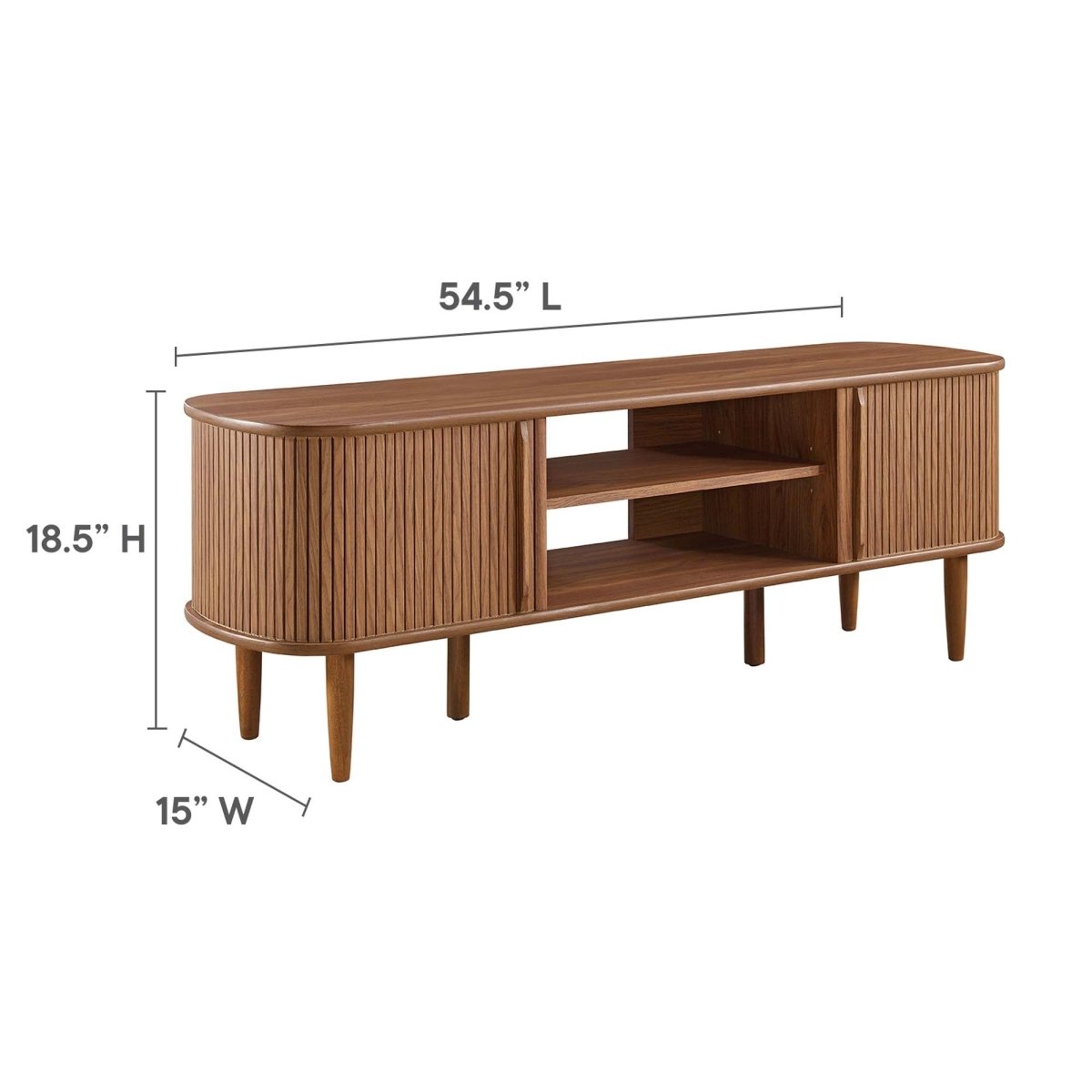 55 Inch Mid - Century Curved Beadboard TV Stand - TV Stands available at Alpine Outlets in Denver